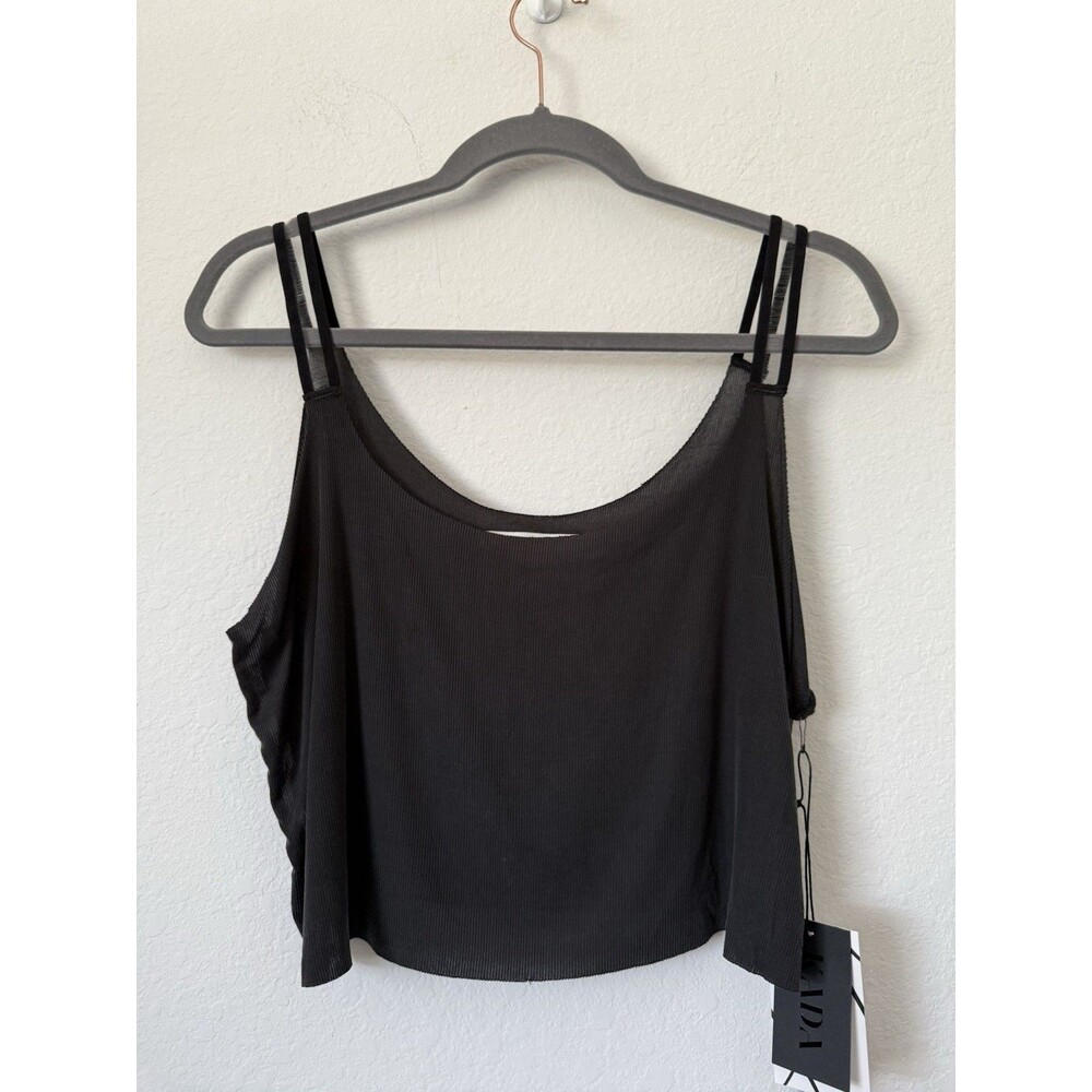 Kada‎ women's the Cami Bralette Charcoal Black  X-Large Clear Straps Cropped NWT